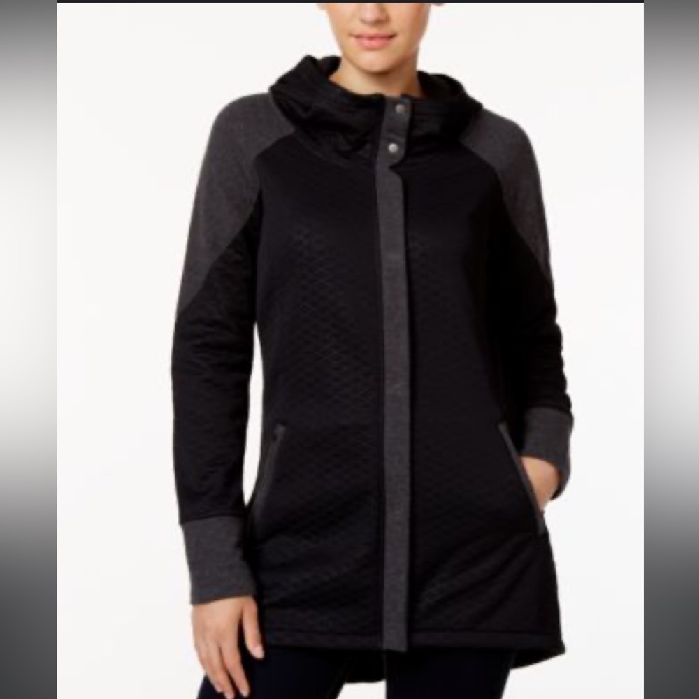 THE NORTH FACE Ws ReCOVER UP Fleece Hooded Jacket Coat BLack Gray Medium M